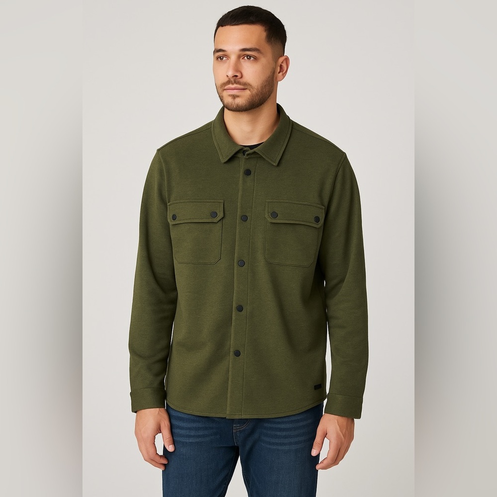 Civil Society XXL Olive Green Utility Shirt Overshirt XXL Snap Front Layering
